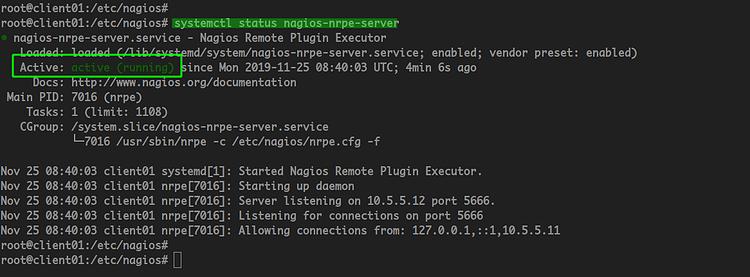 NRPE-Server ist aktiv und läuft