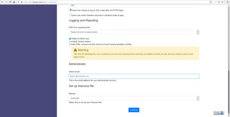 Konfigurieren der TikiWiki-Installation