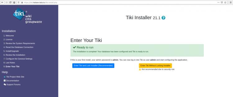 TikiWiki Installer Completed