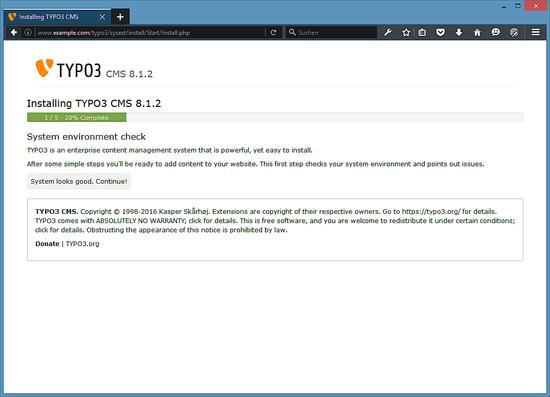 Starten Sie das TYPO3-Installationsprogramm.