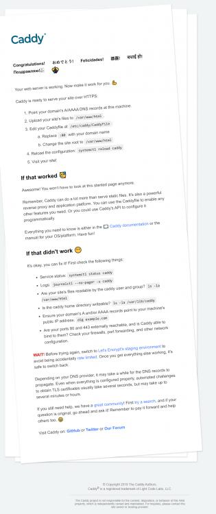 Caddy Willkommen Seite