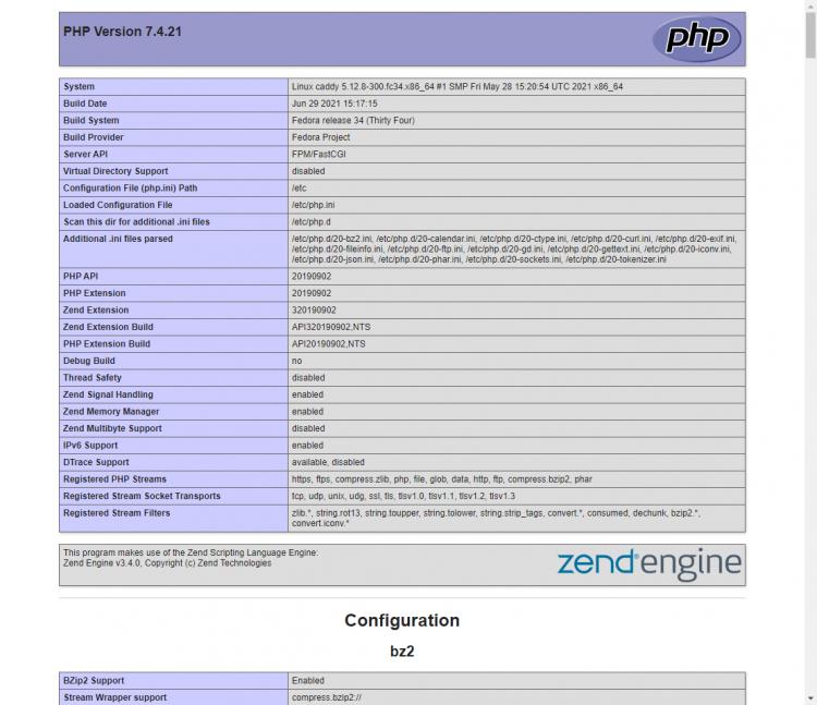 Caddy PHP Test Seite