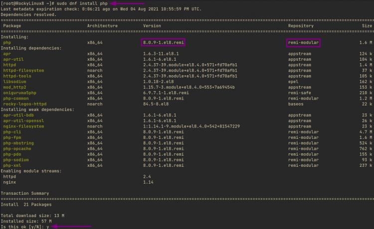 PHP 8.0 Rocky Linux installieren