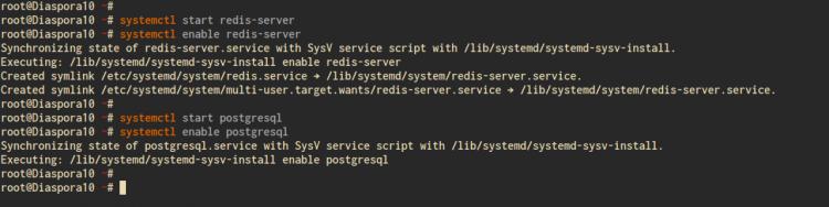 Redis- und PostgreSQL-Dienste starten