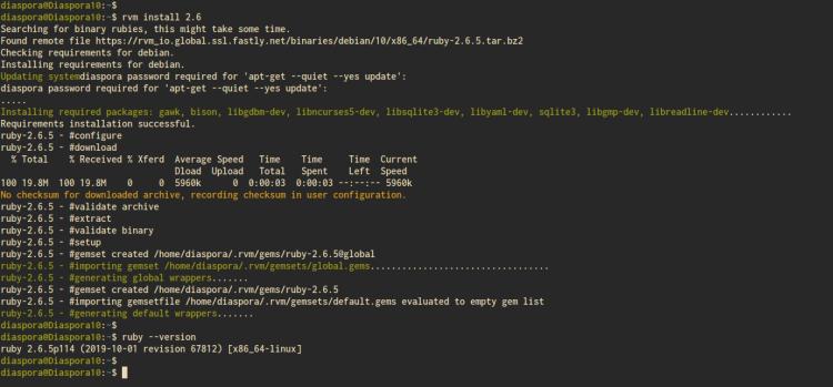 Installieren Sie Ruby 2.6 mit dem RVM Ruby Version Manager