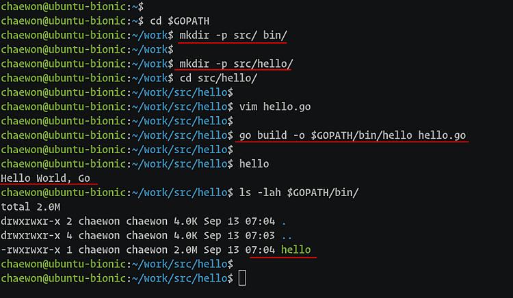 Hallo World Go-Programm
