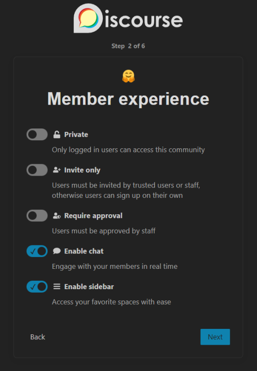 Discourse Member Experience Setup