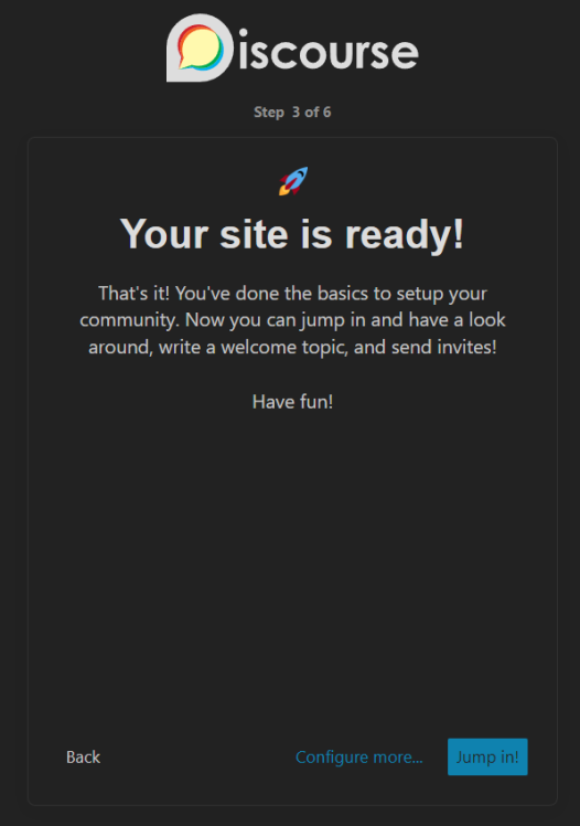 Discourse Website bereit