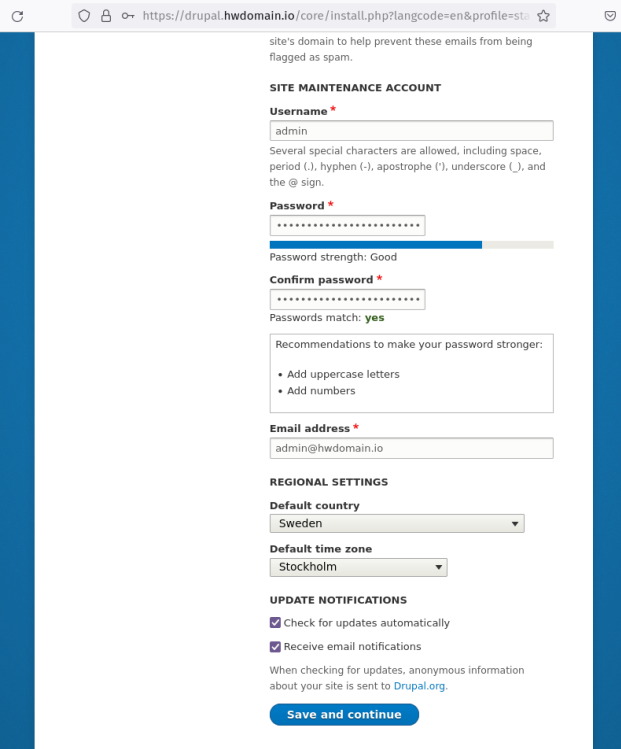 drupal site einstellungen
