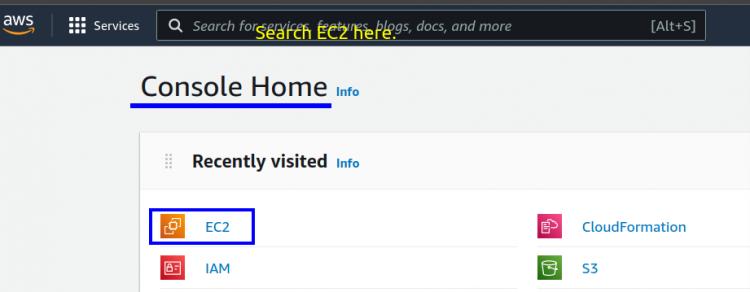 Navigieren zum EC2 Dashboard