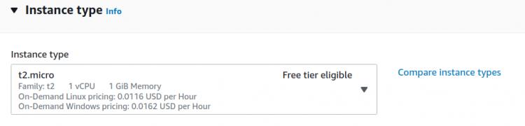 Auswahl des Instanztyps.