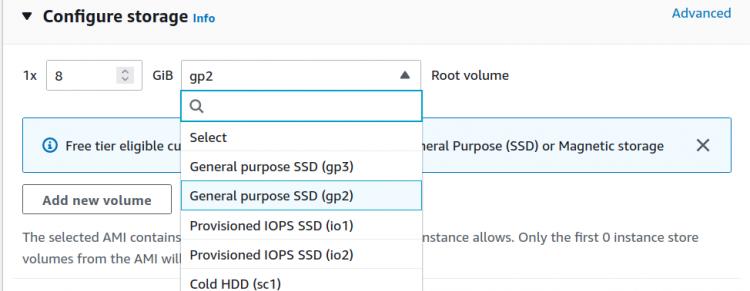 Abschnitt Speicher konfigurieren