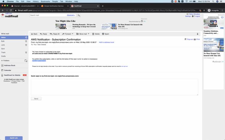 Bestätigung des AWS-Benachrichtigungsabonnements