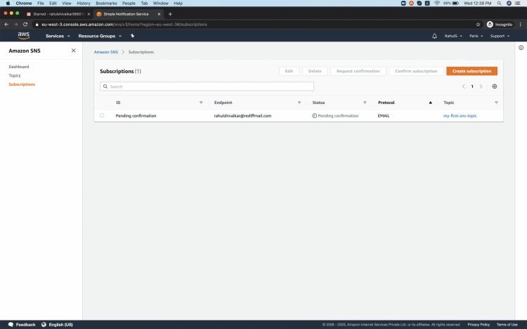 Bestätige die Anmeldung zum SNS-Thema