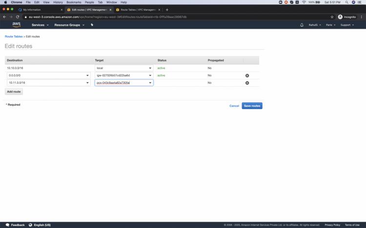 Zweite Route einstellen