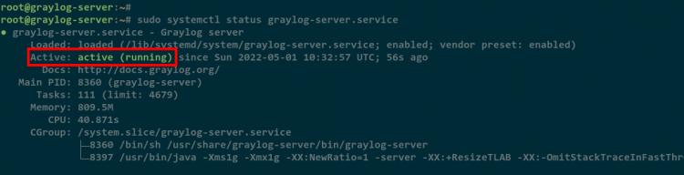 Überprüfe den Graylog-Dienst