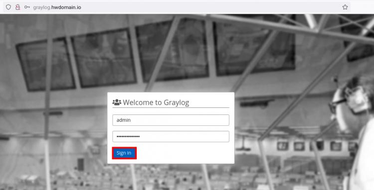 graylog Login-Seite
