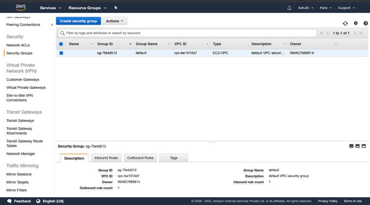 Sicherheitsgruppe erfolgreich erstellt