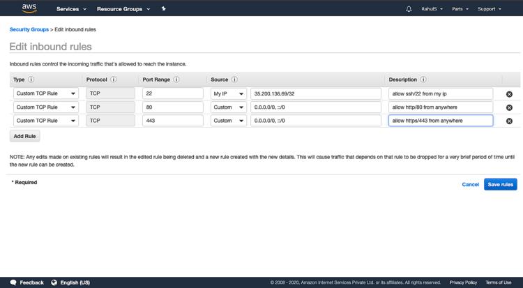 Eingehende Regeln bearbeiten