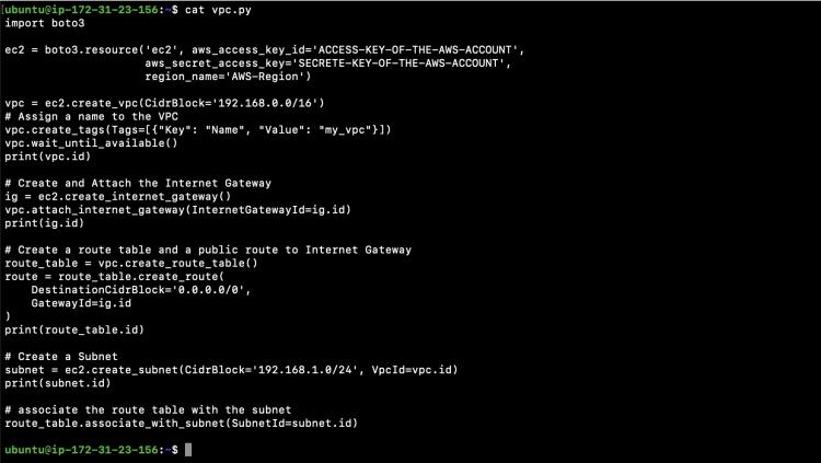 AWS VPS mit Boto3 erstellen