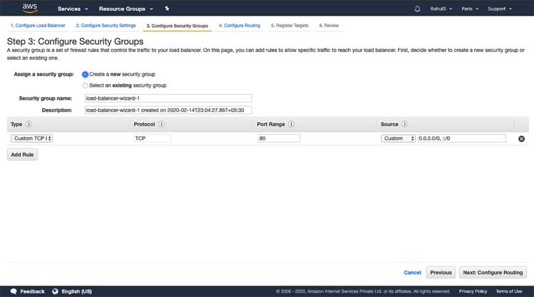 Sicherheitsgruppe konfigurieren