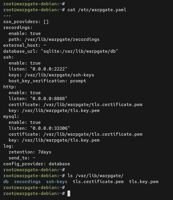 warpgate Konfigurationsdateien und Verzeichnisse