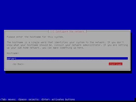 Geben Sie den Hostnamen des Servers ein