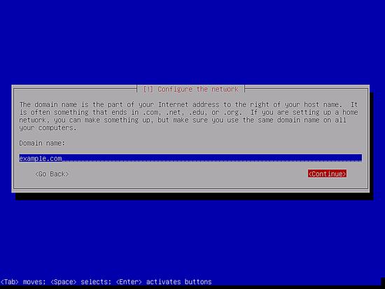 Geben Sie den Domänennamen des Debian-Servers ein.