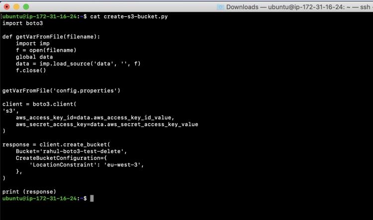 Python-Skript zum Erstellen eines S3-Buckets