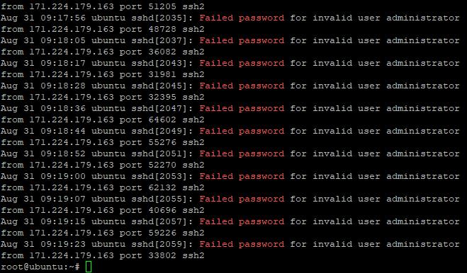 Fehlgeschlagene SSH-Anmeldeversuche