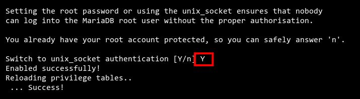 Authentifizierung an unix_socket