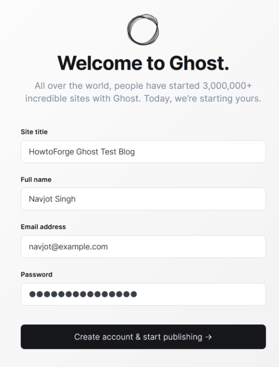 Ghost Setup Details