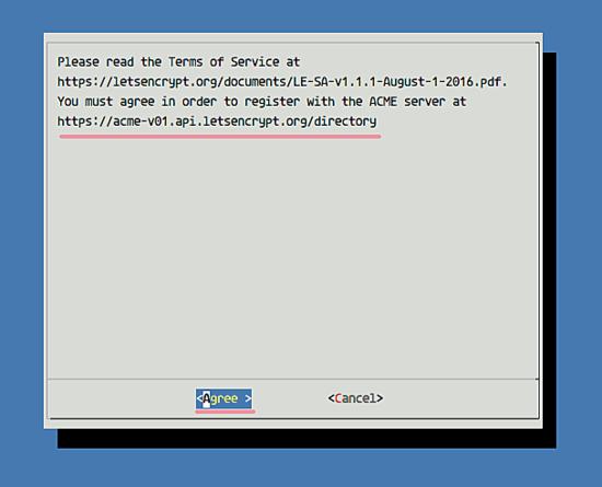 Vereinbarung von Letsencrypt TOS