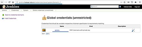 Jenkins Anmeldedaten mit der Methode ssh auth key wurden erstellt.