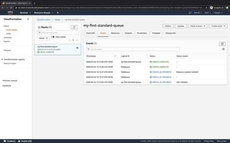 SQS-Warteschlange erstellt