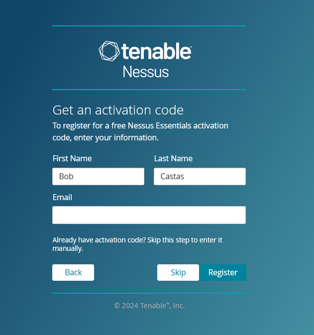 Nessus Aktivierungscode generieren