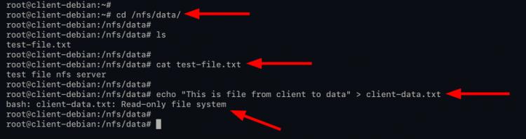 Testschreiben auf schreibgeschütztem NFS-Server