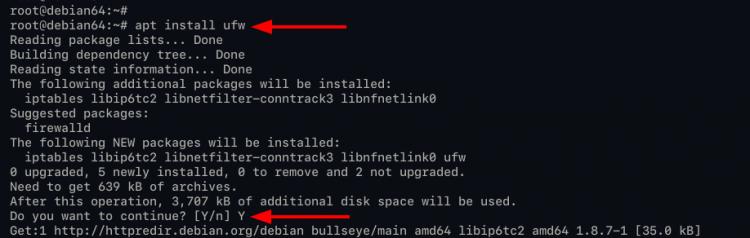 Installation der ufw-Firewall
