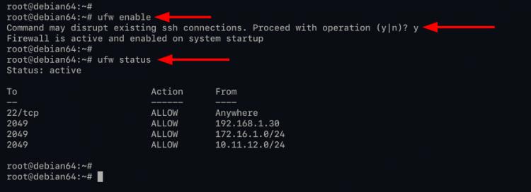 ufw-Firewall aktivieren und verifizieren