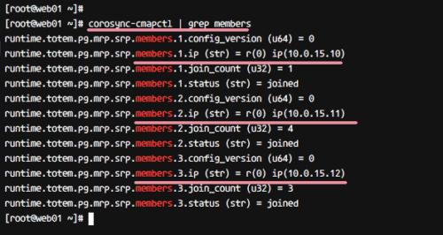 IP-Adressen von Corosync-Mitgliedern