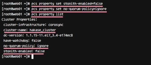 Deaktivieren Sie STONITH und ignorieren Sie die Quorum-Richtlinie.
