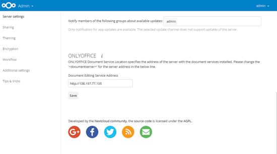 Nextcloud ONLYOffice Integrations-Applikation