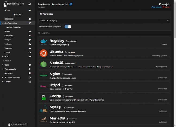 Portainer App-Vorlagen