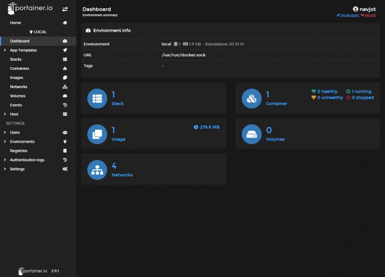 Portainer Umwelt Homepage