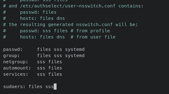 nsswitch sudoers