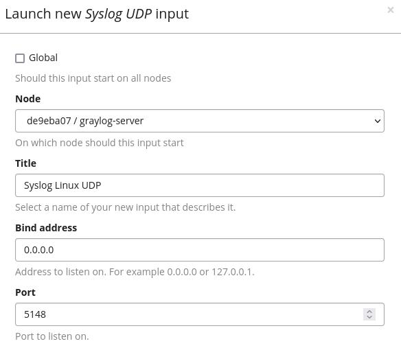 Einstellung Graylog-Eingang