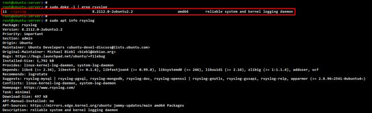 rsyslog-Paket prüfen