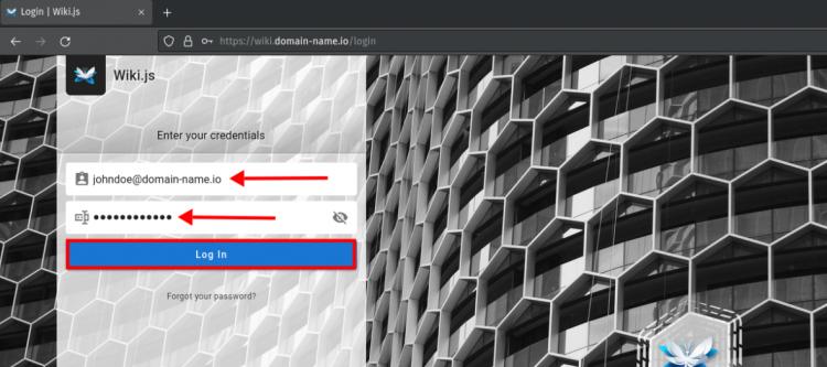 Wiki.js Anmeldeseite