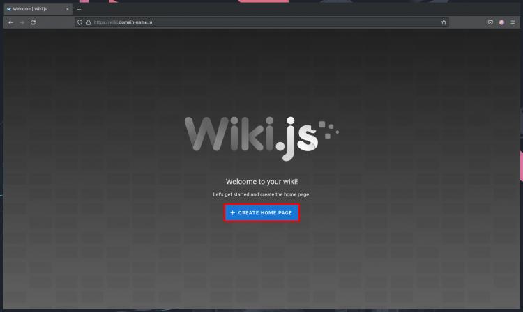 Wiki.js Startseite erstellen