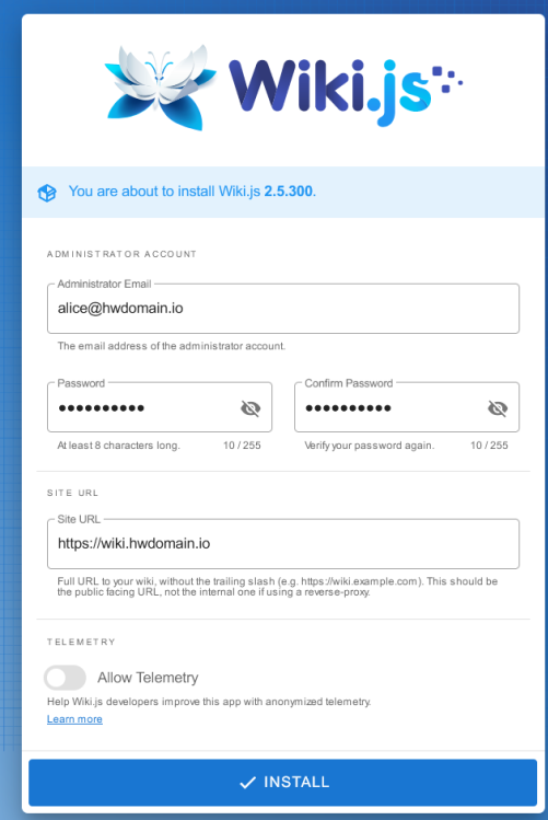 wiki.js installieren